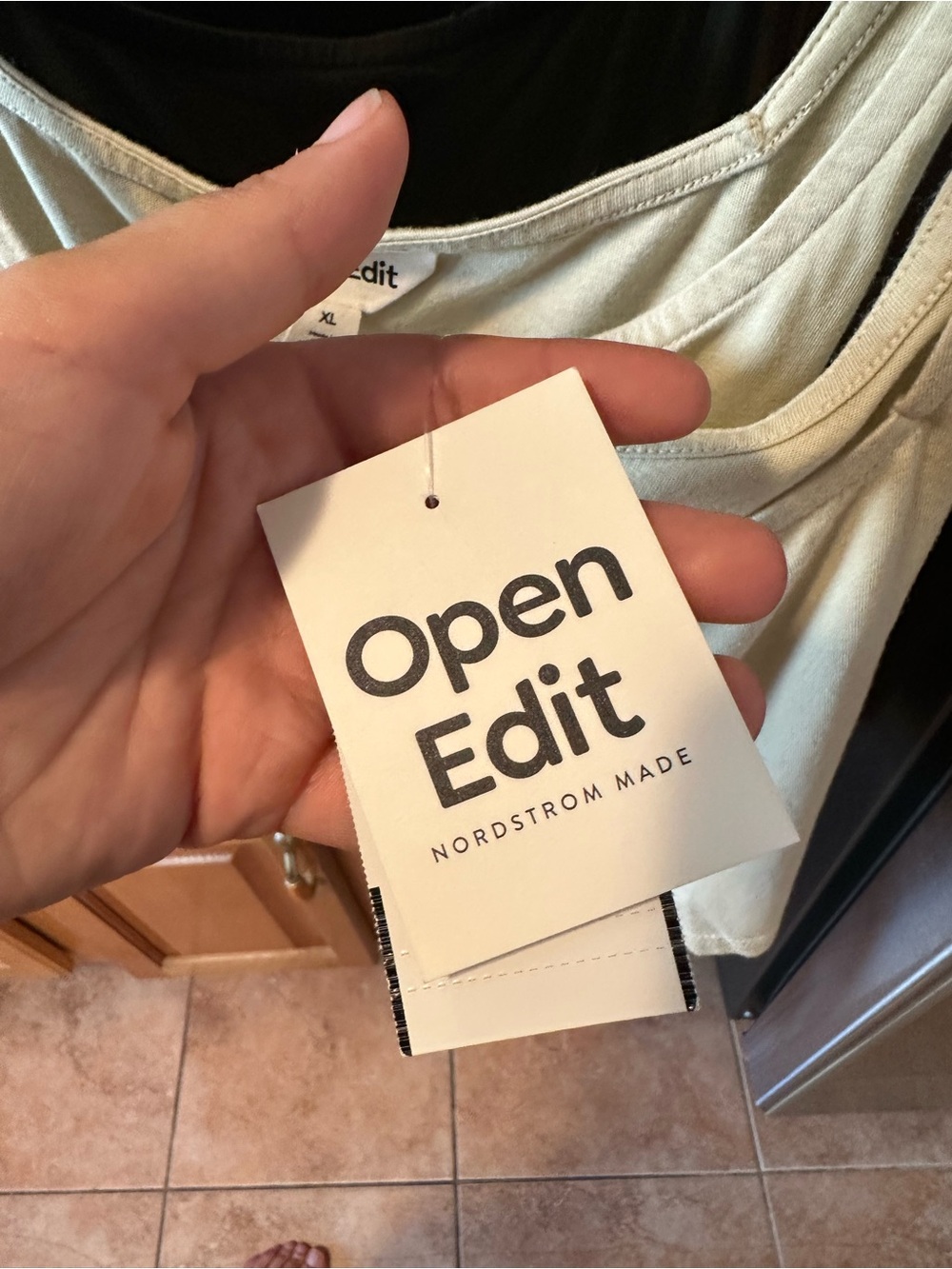 NWT Open Edit (Nordstrom) Women's Cream Scoop Neck Crop Top - Picture 3 of 3